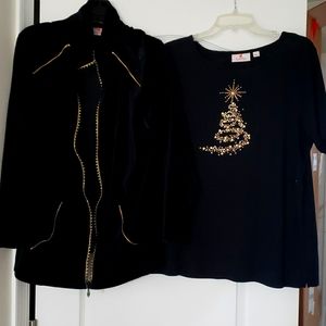 Quaker Factory zip jacket and short sleeve top